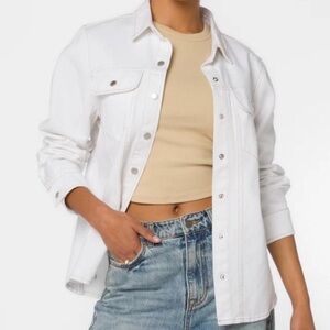 Zara White Jean Jacket Shacket oversized NWOT size xs